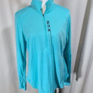 Women's Under Armour Size XL Blue Stripped Run Half Zip Excellent Used Condition